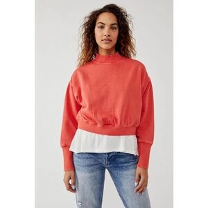 We The Free Coral Ribbed Sweatshirt